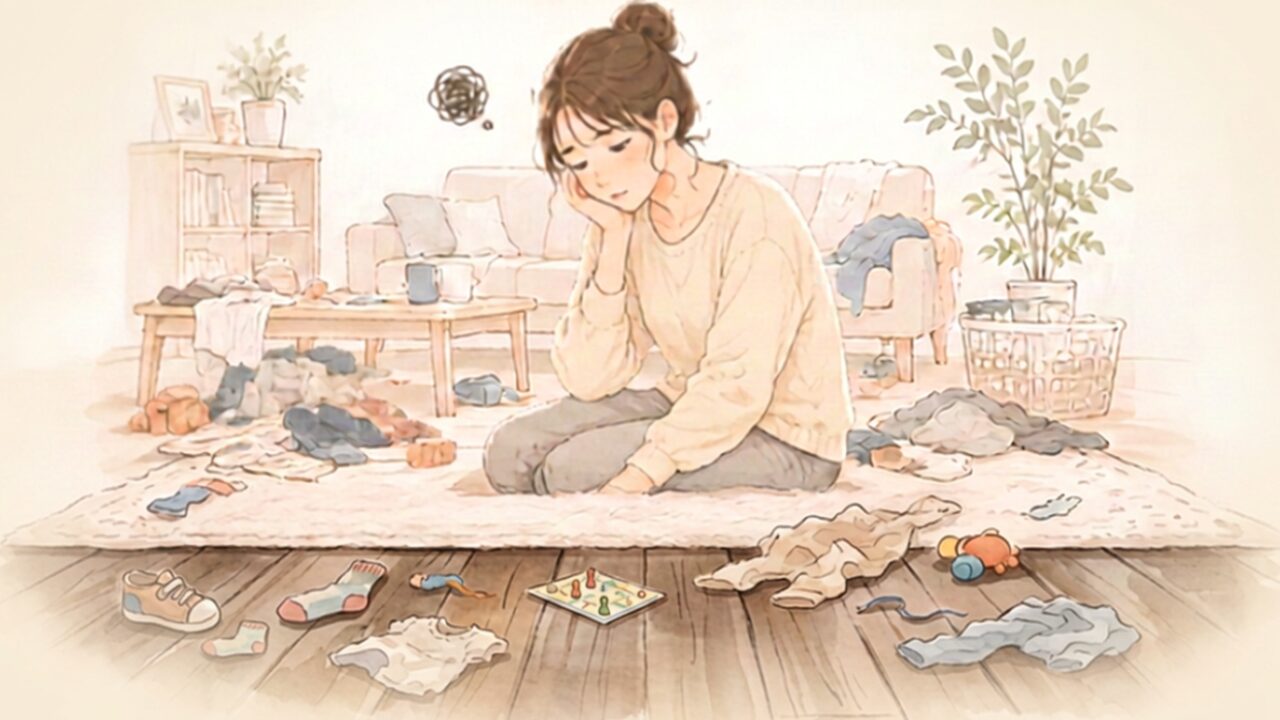 部屋が片付かずしんどいイメージ